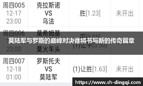 莫陆军与罗斯的巅峰对决谁将书写新的传奇篇章